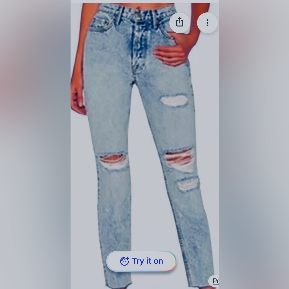 GRLFRND Karolina Jeans Rigid Cotton destructed acid wash Reactive color size 27